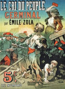 Cartaz publicitário da publicação de &39;Germinal&39; de Emile Zola (1840-1902) em &39;The People&39;s Cry&39;
